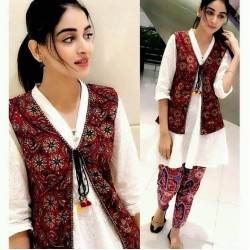 Boho Style Stitched Jacket Suit